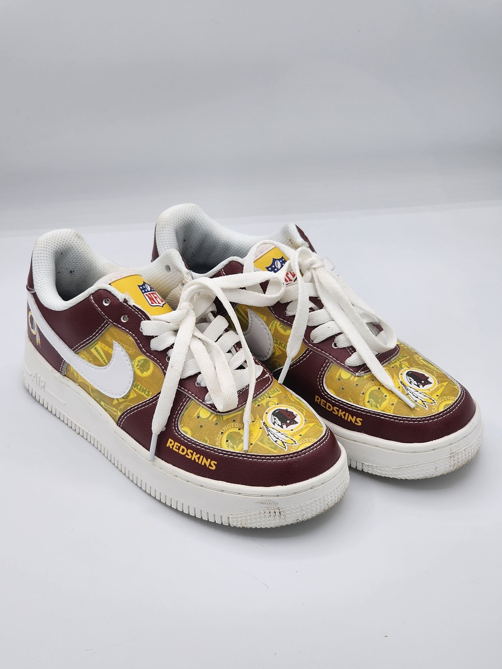NFL Women's Sneakers in Burgundy, Yellow and White